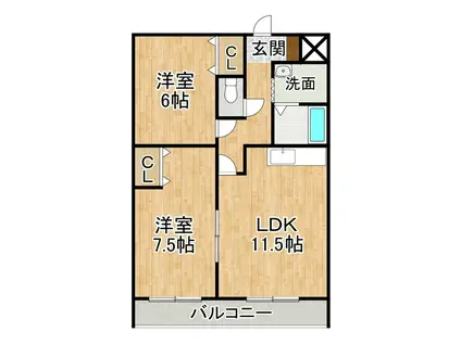 エスペランサ173(2LDK/4階)の間取り写真