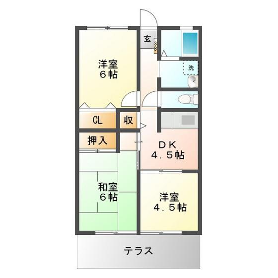 ベルメゾン194(3DK/1階)の間取り写真