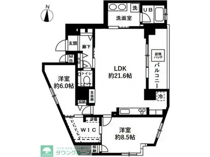 オーヴェルク‐II(2LDK/11階)の間取り写真