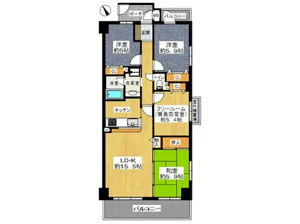 リベール須磨妙法寺(3SLDK/4階)の間取り写真