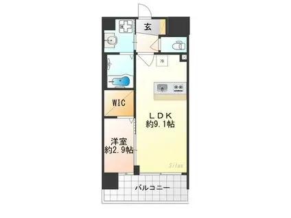 ソルテラス京都JUJO薫(1LDK/2階)の間取り写真