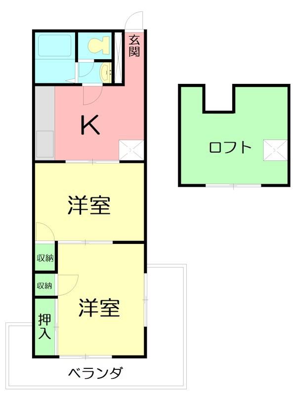 ウィズ茅ヶ崎(2DK/2階)の間取り写真