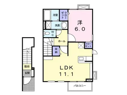 ホワイト ストーク II(1LDK/2階)の間取り写真