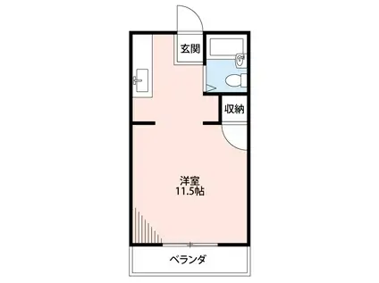 ジュネス 三ヶ根(ワンルーム/2階)の間取り写真