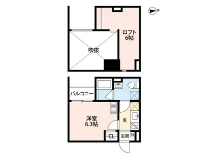 CRASTINE帝塚山東(1K/1階)の間取り写真