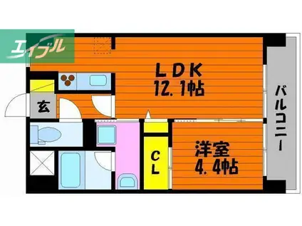 COCO西市(1LDK/4階)の間取り写真