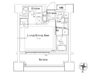 パークアクシス御茶ノ水ステージ(1K/12階)の間取り写真