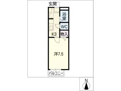 ヤングパレスB棟(1K/1階)の間取り写真
