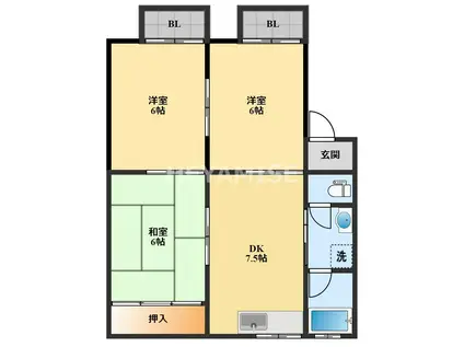 コーポゆき(3DK/1階)の間取り写真