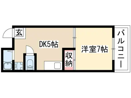 サンライズII(1DK/2階)の間取り写真