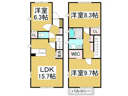 MASTTOWN 井川城 A・B(3LDK/1階)の間取り写真