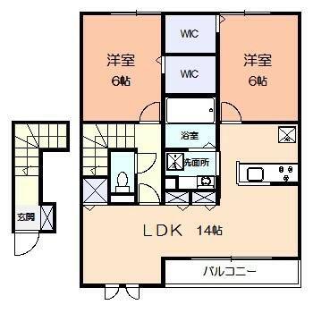 ラ・ルーチェ(2LDK/2階)の間取り写真