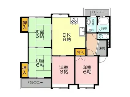 アクスコート宮永(4DK/1階)の間取り写真