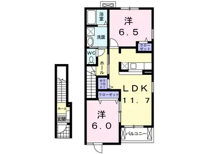 ジールD(2LDK/2階)の間取り写真