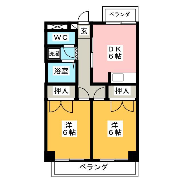 ジアスビル(2DK/4階)の間取り写真