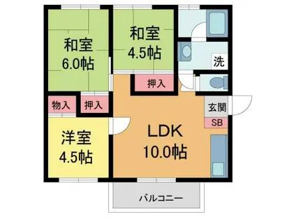 森本マンション(3LDK/1階)の間取り写真