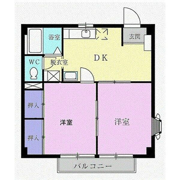 スカイハイツA(2DK/1階)の間取り写真