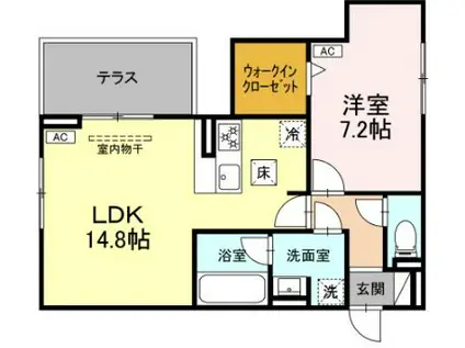 セレスティア長良 ウエスト(1LDK/3階)の間取り写真