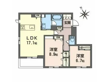 リベルテ石名坂(2LDK/3階)の間取り写真