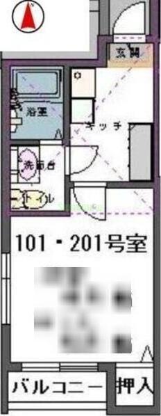 フォレストハイツ北仙台(1K/1階)の間取り写真