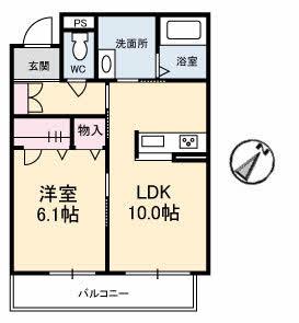 アドグランデ幸町(1LDK/1階)の間取り写真
