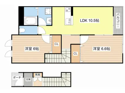 サンパレス(2LDK/2階)の間取り写真