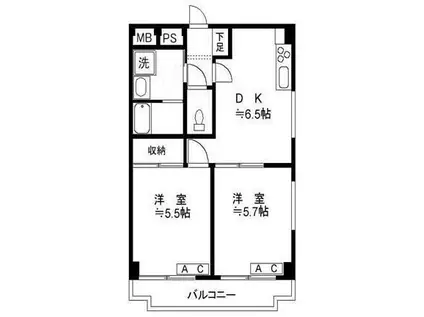 ルミエール蓮根(2DK/3階)の間取り写真