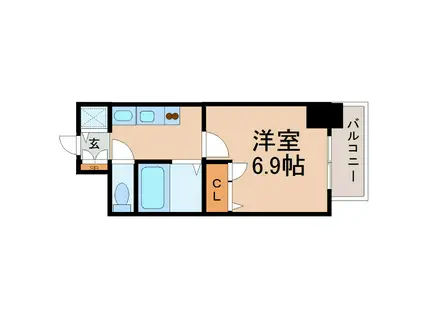 プレサンスSAKAEリバースタイル(1K/2階)の間取り写真