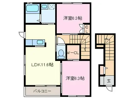 プチ・フルールG(2LDK/2階)の間取り写真