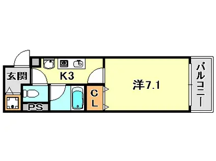 コートSK(1K/2階)の間取り写真