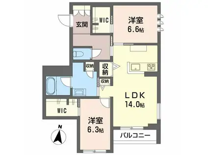 ALBEMARLE上杉(2LDK/2階)の間取り写真