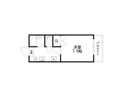 メゾニティM(1K/1階)の間取り写真