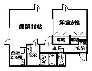 DS亀吉(1LDK/2階)の間取り写真