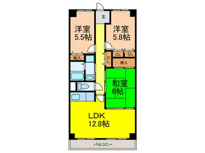 ヴィオレット宝塚(3LDK/7階)の間取り写真