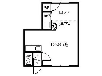 イヴィーサAB棟(1DK/2階)の間取り写真