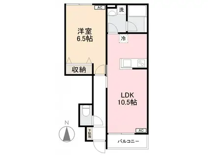 LESAIRES香西II(1LDK/1階)の間取り写真