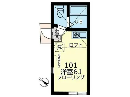 ユナイト三ツ沢シャトルーの杜(ワンルーム/1階)の間取り写真