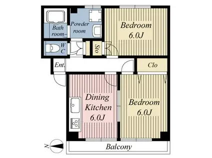  アンジュ・S(2DK/2階)の間取り写真