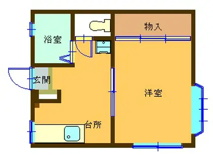 リバティ国立(1K/2階)の間取り写真