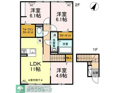 CAMELOT B棟(3LDK/2階)の間取り写真