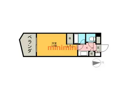 エスポワール城西(1K/2階)の間取り写真