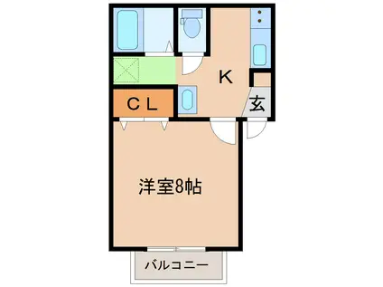 リヒトハイム富沢(1K/1階)の間取り写真