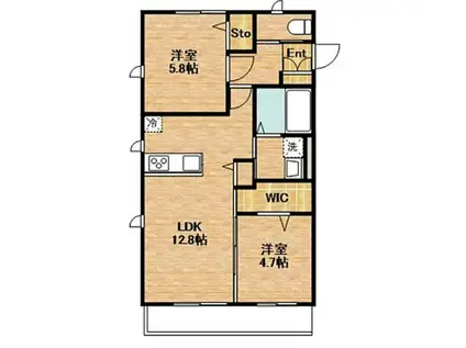 GUCCIフィールドII(2LDK/2階)の間取り写真