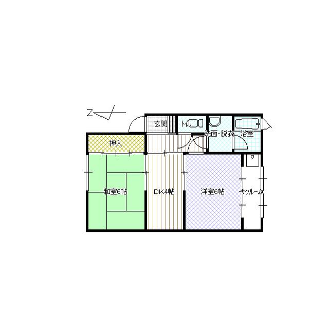 メゾン川口(2DK/2階)の間取り写真