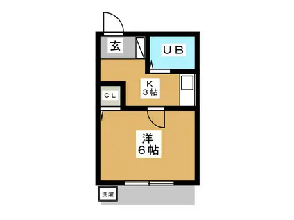 プランターパークサイド(1K/1階)の間取り写真