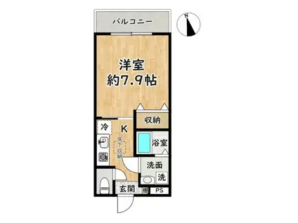 GRAN ウエスト 泰心(1K/1階)の間取り写真