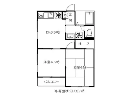 プラネックス・フミ(2DK/3階)の間取り写真