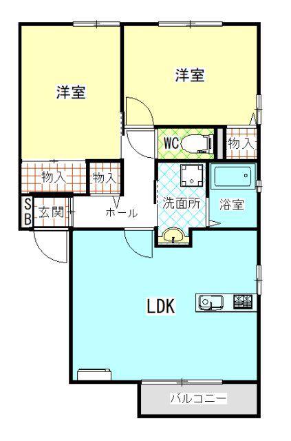 ミレニアムK2B(2LDK/1階)の間取り写真