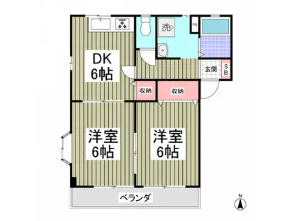 エクセレント(2DK/1階)の間取り写真
