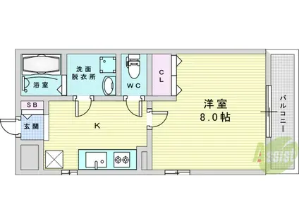 レジデンス千里丘(1K/1階)の間取り写真